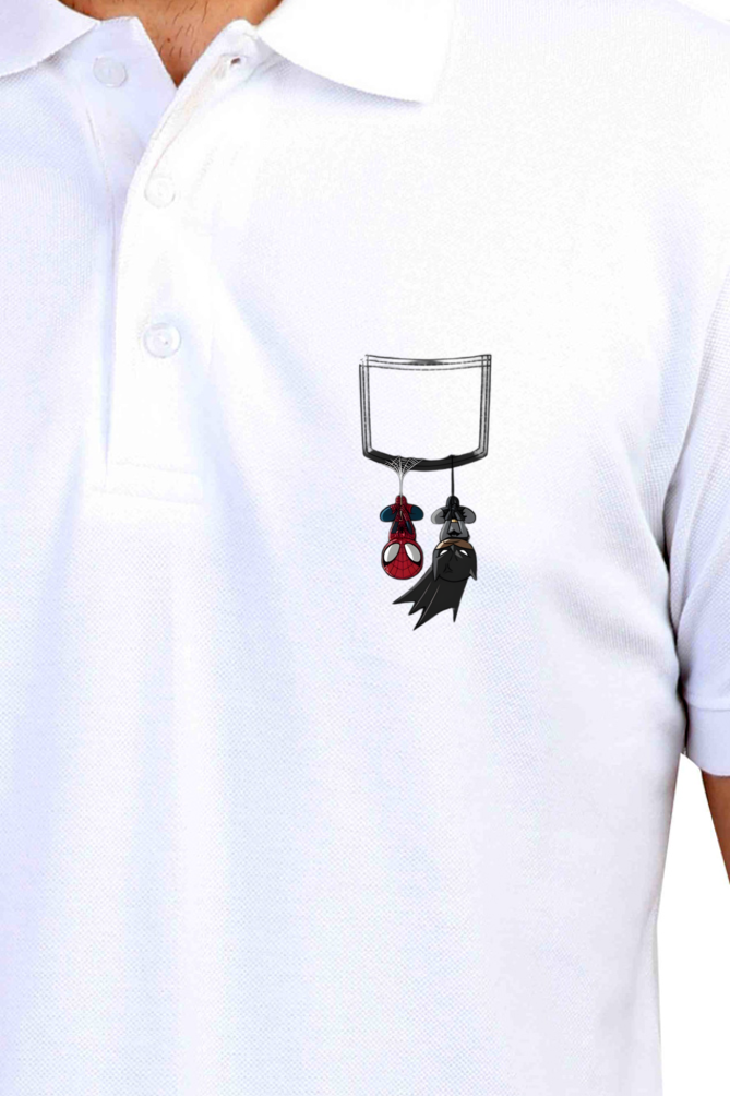 Hanging Batman & Spiderman Polo T-shirt