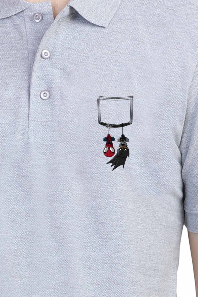 Hanging Batman & Spiderman Polo T-shirt
